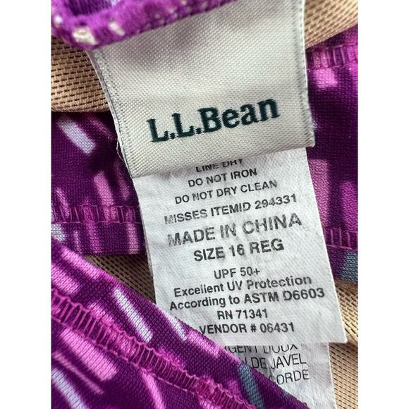 L.L. Bean Purple One Piece Swimsuit UPF 50+ Sun Protection Women's Size 14 Reg - Picture 7 of 9